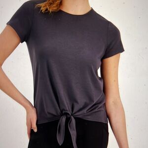 ID Ideology Knot-Front T-Shirt - Deep Charcoal- Size M- NWT